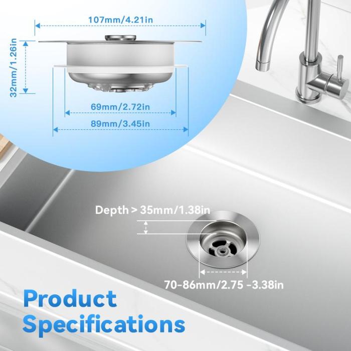 3-in-1 Kitchen Sink Drain Strainer